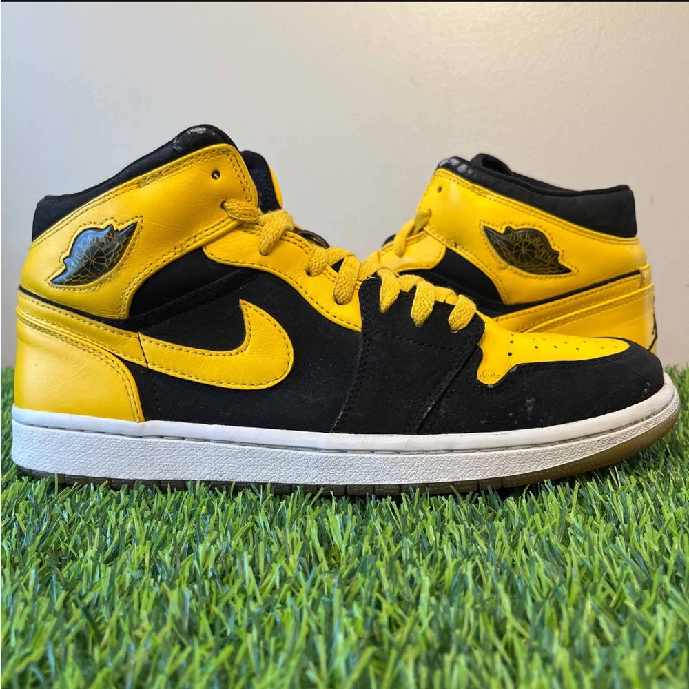 Jordan Yellow and Black Mid-Top Sneakers